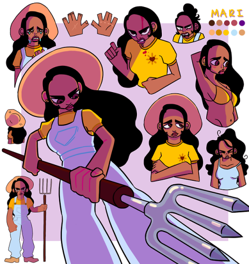 sketchdump of my OC Mari! she’s a tough cookie 