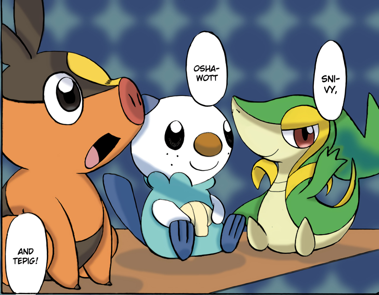 Reblog dump on main — Unova starters coloring gift to a friend.