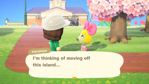 If anyone wants Penelope, she’s moving off of my island! She told me today (April 6th), so I’m guess