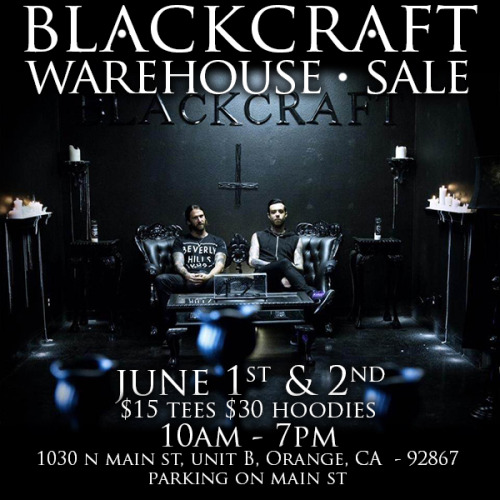 Warehouse sale this weekend!!! www.blackcraftcult.com
