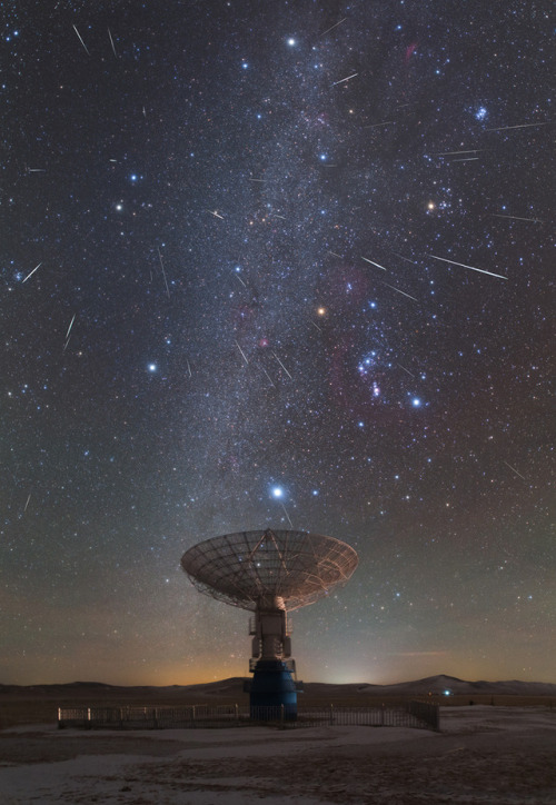 Meteor shower Geminid above the radio telescope MUSERImage Credit: Yin Hao apod