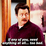 get to know me meme: [1/5] favorite male characters » Ron Swanson“Give a man a fish and feed him for a day. Don’t teach a man to fish… and feed yourself. He’s a grown man. And fishing’s not that hard.”