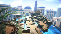 splatoonus:  This upcoming new stage is called the New Albacore Hotel, which will be added to the game through a future update. Battles take place poolside on the rooftop of a luxurious hotel, which lets Inklings enjoy a skyscraper view of the city while