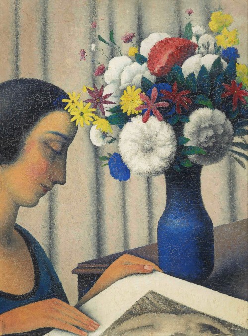 peaceinthestorm:Tobeen (Félix Elie Bonnet) (1880-1938, French) ~ Figure et bouquet, s/d 