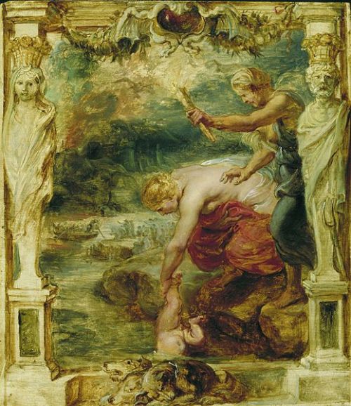 le-desir-de-lautre:Peter Paul RubensThetis dipping the infant Achilles into the river Styxbetween 16