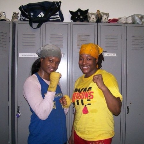 wisdomorganic:Professional woman boxer Fire and Me. Back when she was an meatier and I was training 