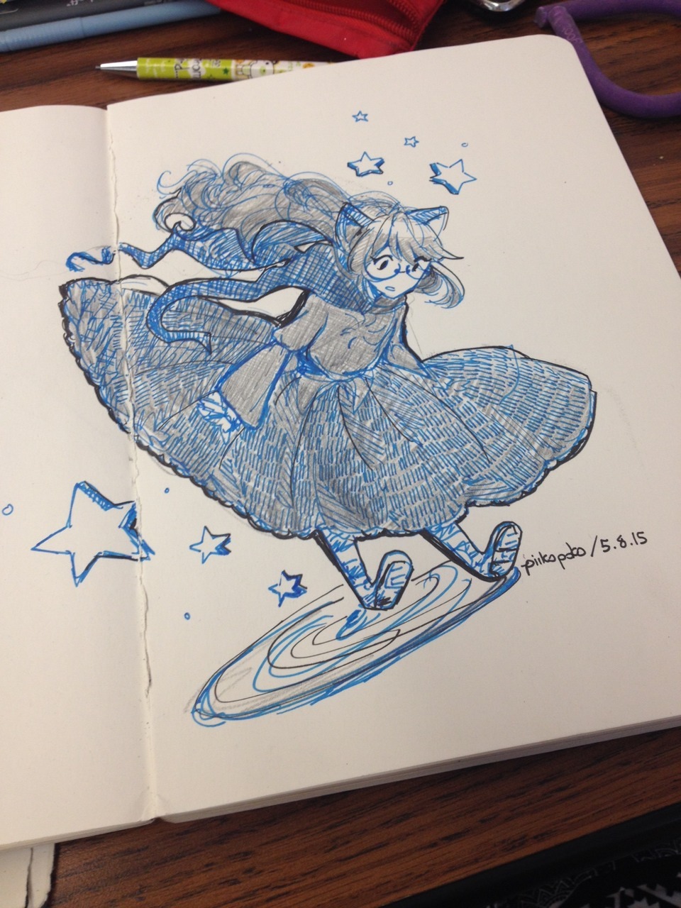 piikoarts:  theres a sub in my physics class so i doodled jade in blue because forget