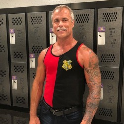 wolfintx:  Working hard in Cathedral City &amp; Palm Springs… What a magical place.  #planetfitness #hogwarts #gymspiration #wolfdaddytx #inked #muscles #dilf #daddy #male #model #malemodel #modelguy #wolf #fitness #gym #fitnessmotivation #inkedguys