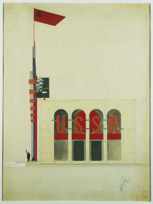 El Lissitzky, design for a banner stand for “Pressa”, Museum Ludwig / RBA