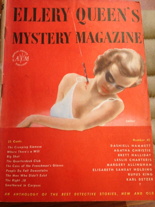 We came across Ellery Queen’s Mystery Magazine and were intrigued by the cover illustrations. We hav