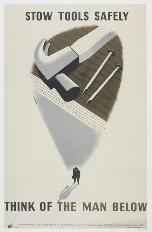 Health and safety posters designed by Thomas Eckersley, issued by the Ministry of Labour and Nationa