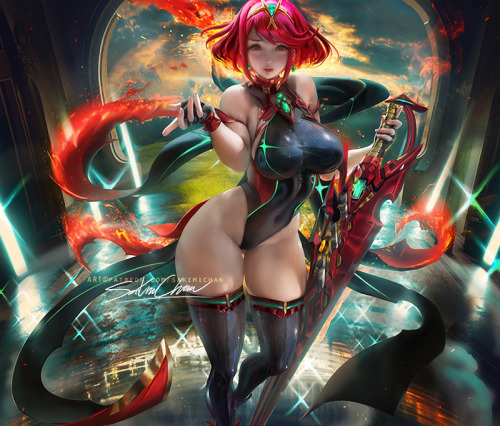 youngjusticer:  The kind of shit that makes boys lose NNN. Pyra, by Yue Wang.                            