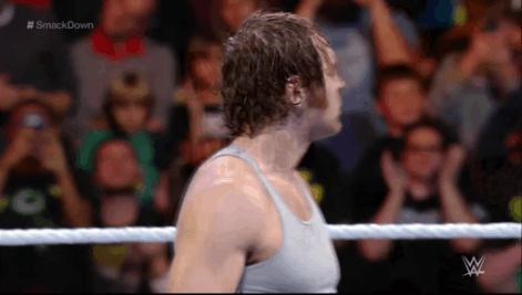 12roundsofambrose:  sethdeanromangifs:  Kevin Owens gets an unexpected present. 