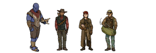 sleights-of-hand:A bunch of FNV characters (plus Fo2 Goris) I’ve drawn to warm up between pages thes