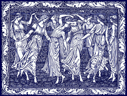 xineann:  Tiles from the Edward Burne-Jones illustrations to the Kelmscott Chaucer.  Source: william