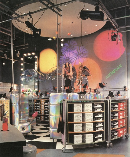 y2kaestheticinstitute: ‘Juxtapose’ store - Mansour Design (2000)  Not exactly Y2K, 