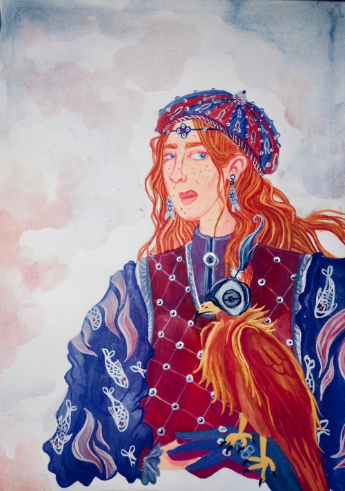theghostgrass:CATELYN TULLYGouache and colored pencils on paperShe was suggested by @azrakabam, and 