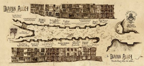 magicscrapbook: Diagon Alley Maps by Miraphora Mina and Eduardo Lima for the film Harry Potter and t