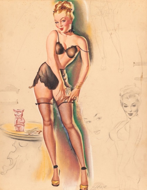 notpulpcovers:I’ve Cleaned Out the Bank to Play Santa Claus, Artist’s Sketch Pad, calendar pin-up, D