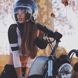 Biker-Babes:  Lemoncustommotorcycles:  Great Snap Of @Ariadnatb. Making Us Miss Fall.