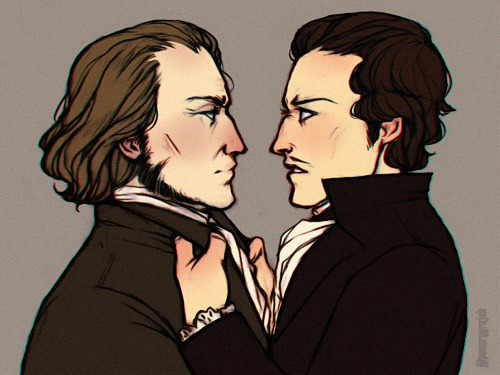 Messy drawing of polish romanticism poets - Adam Mickiewicz &amp; Juliusz Słowacki. otp Please, don&