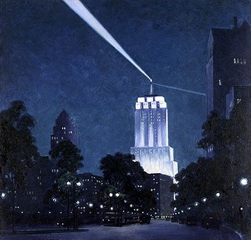 Chicago at Night (looking south from Lake Shore Drive to Michigan Ave), 1930, Chicago. Richard Chase.