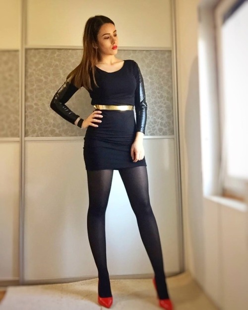 dress-and-tights: Black outfit on Emi Sexy!!!