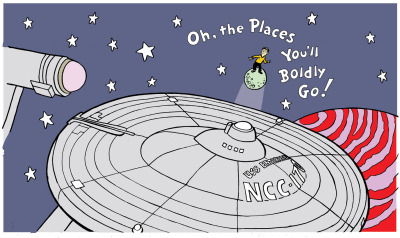 My very first Kickstarter project! David Gerrold (writer of “The Trouble with Tribbles” and much more) and I have done a parody of Dr. Seuss and we’re happy to announce the launch of our crowdfunder for
“Oh, the Places You’ll Boldly Go!”
Edited by...