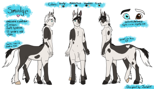 jemwolf: Finally made myself draw a proper ref for Smudge! I changed the markings on his right side 