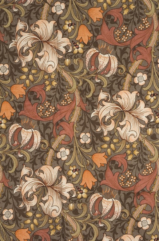 photo Sanderson Golden Lily Fabric william morris textile design golden