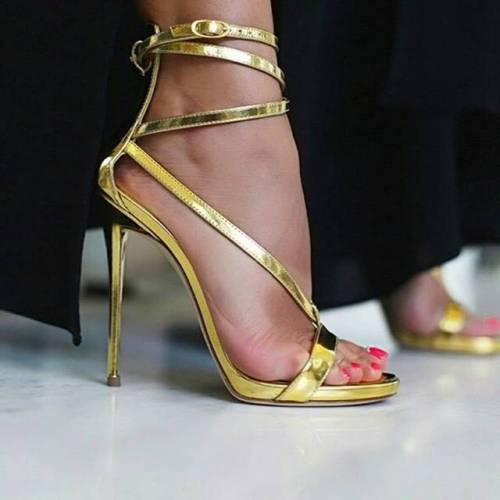 gold high heels