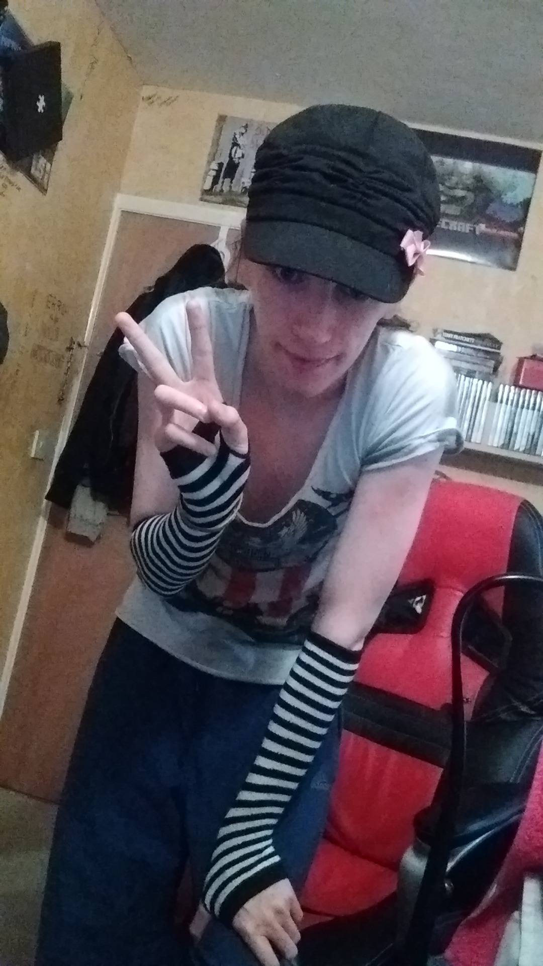 Aw what the hell - here’s a couple of pictures. I put a bow in my hat. c: