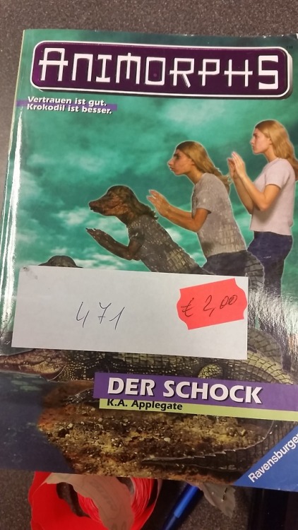 shiftythrifting:Found in Germany. The text under Animorphs says “Trust is good, crocodile is b
