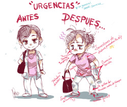 yenho:  Situaciones enfermeriles :P, cosas de siempre en la vida de un trabajador :3  Art by Yenho (seles-chan) Nurse situations sorry only spanish :c