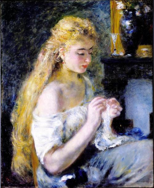 arthistorita:  Auguste Renoir, A Girl Crocheting, 1875, Sterling and Francine Clark Art Institute Th