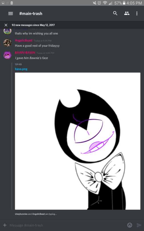 //When You Get Bored And Someone In The Trashcan Says Ditto Face Fucky, Shit Goes Down. @ask-fucking-bendy