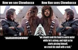 donthatethegeek:  How we see Chewbacca compared