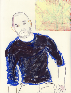 hombre-hombre:  Paul Moreno mixed on paper