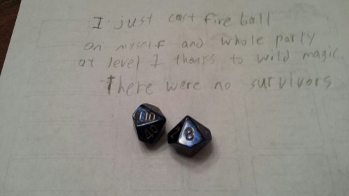 doominbottle: These are the dice of my friend’s wild magic teifling sorceress. Our party was in an e