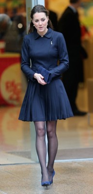 celebsinpantyhose:  The always stylish Kate Middleton in black pantyhose and a very chic dress