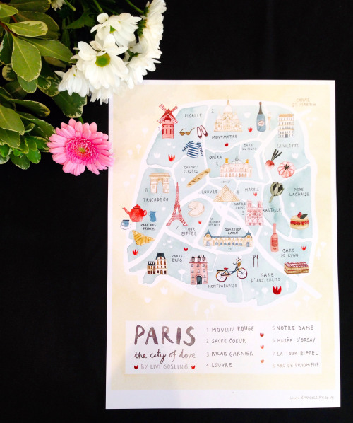 livijoymakes:Today I illustrated a map of Paris.London &amp; New York to follow soon!A3 prints avail