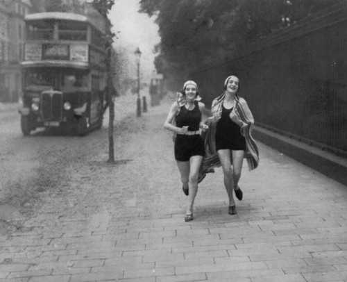 yesterdaysprint:Going for a swim, Knightsbridge, London, 1930