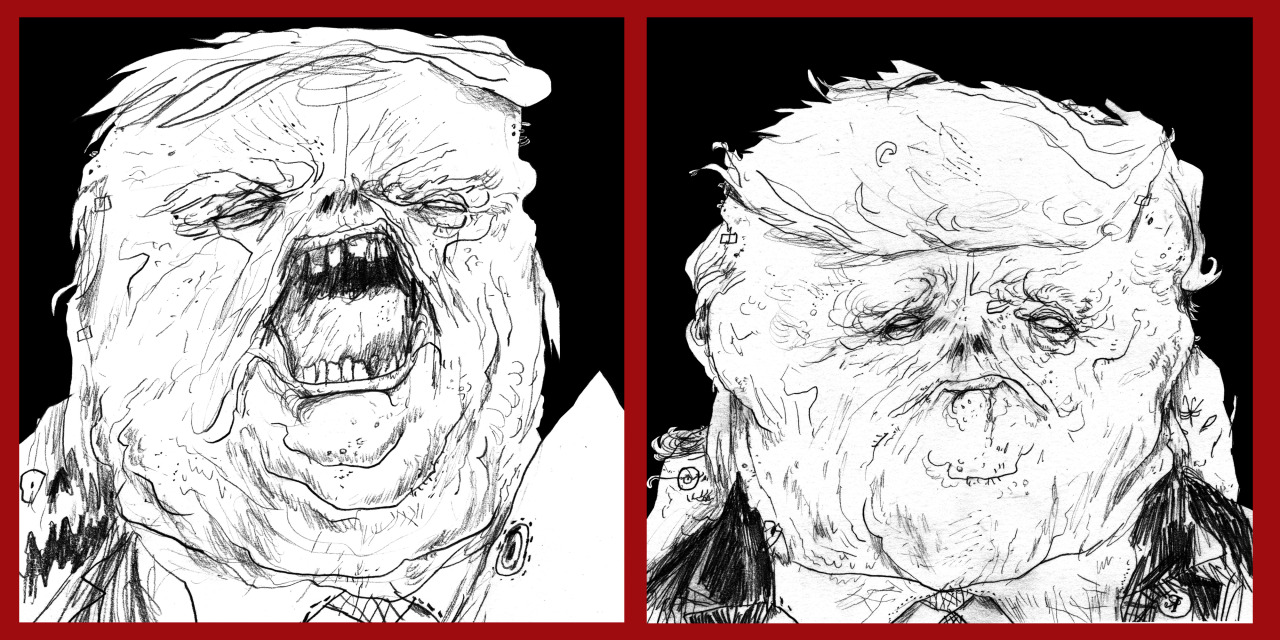 For these last seven days (hopefully) of TRUMPTRUMP I’m writing about the project. This is day 6, see the others at www.trumptrump.biz Today: How I did it and what is next,
The drawings would start with what was going on. Most of the time I would...