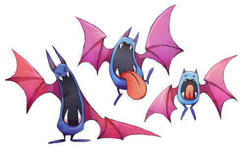 A quick little Pokedesign to get me in the mood for uni work. Golbat is essentially a broad bean wit