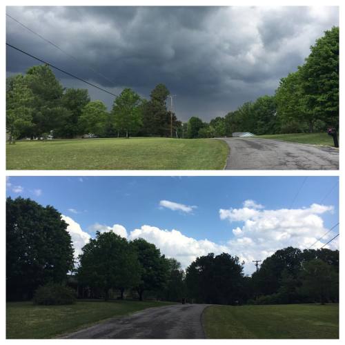 <p>On our walk today - the road ahead and the road behind. We turned around. #springinthesouth #thestormiscoming  (at Fiddlestar)</p>