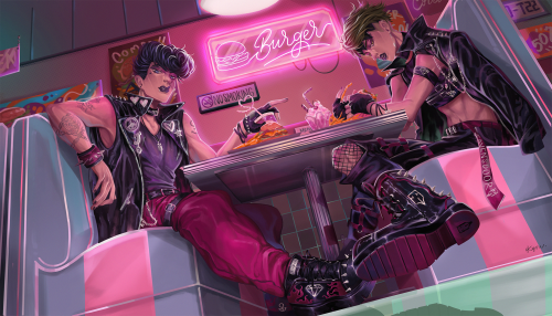 kyoufroggo:Punk Josuhan on burger date. Still my absolute favorite drawing hehe 