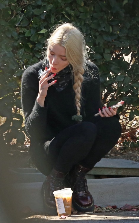 caroldanversenthusiast:oh to be on a curb drinking coffee and smoking with Anya Taylor