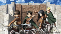 snkmerchandise: News: Shingeki no Kyojin in Joypolis Season 2 Collaboration Original Release Date: July 13th to October 1st, 2017Retail Prices: TBD The second SnK x Tokyo Joypolis collaboration has been announced, with Eren, Levi, Mikasa, and Erwin in