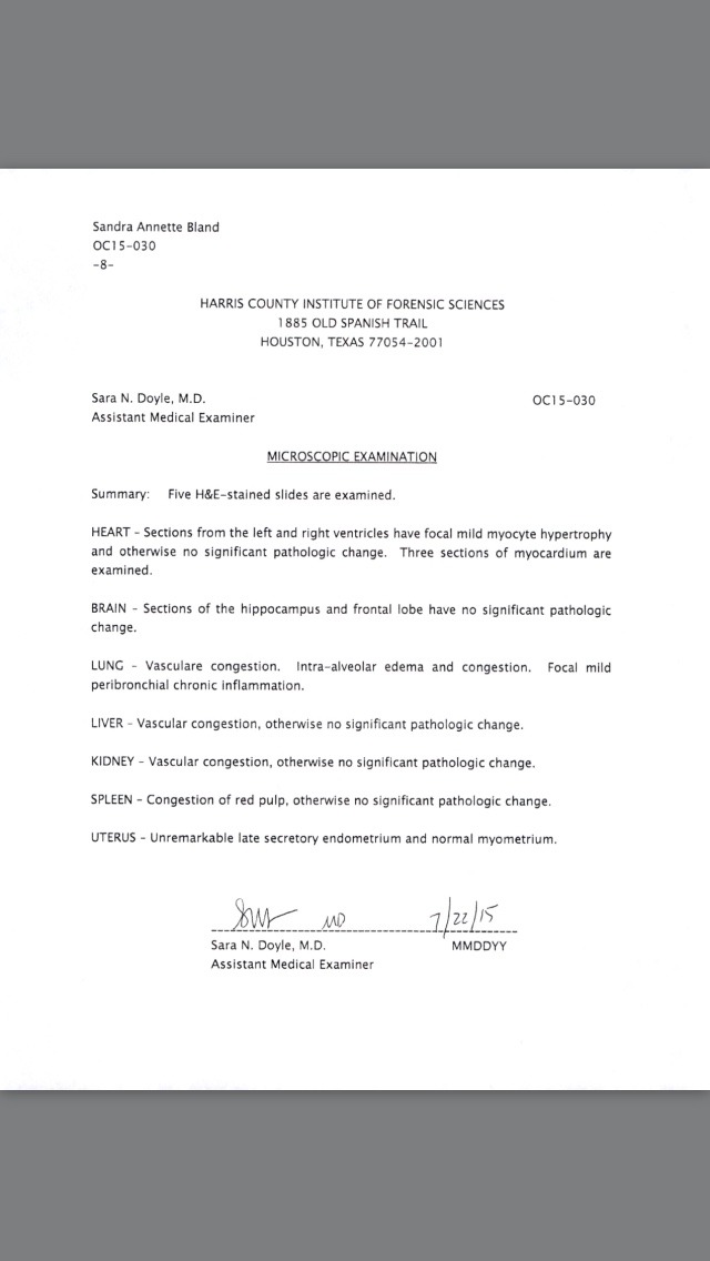 melanieh1:  Black lives matter   #justiceforsandy  This is The autopsy report.  Be