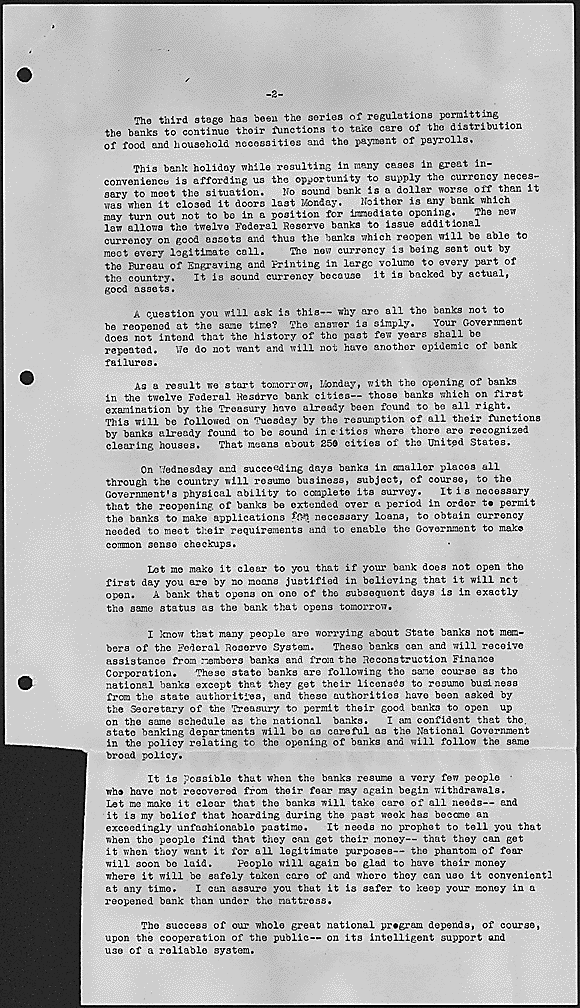 March 12, 1933, FDR’s First Fireside Chat on the Banking Crisis
As one of his first acts to confront the worsening impact of the Great Depression, newly elected President Roosevelt declared a nation-wide bank holiday starting on March 6, 1933...